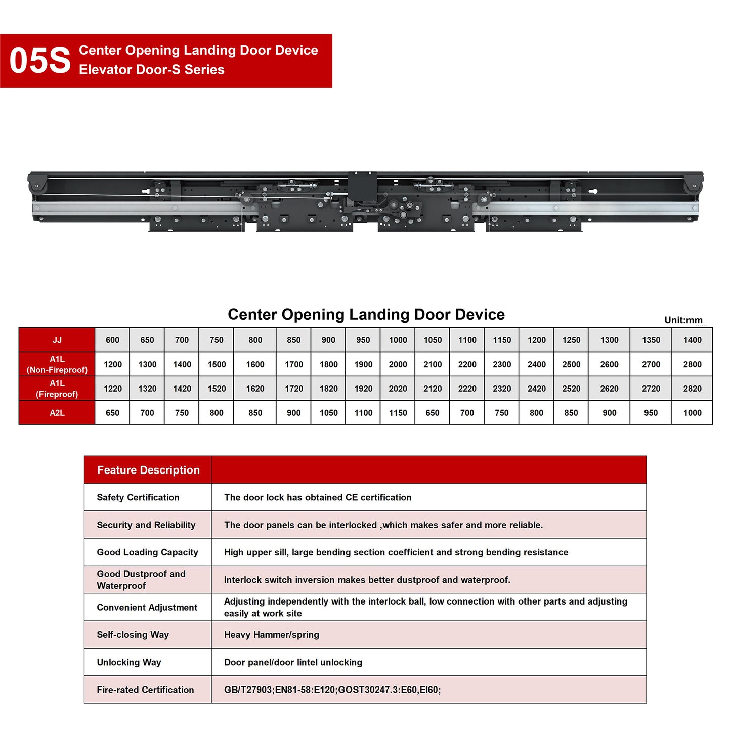 Center Opening Landing Door Device 05S