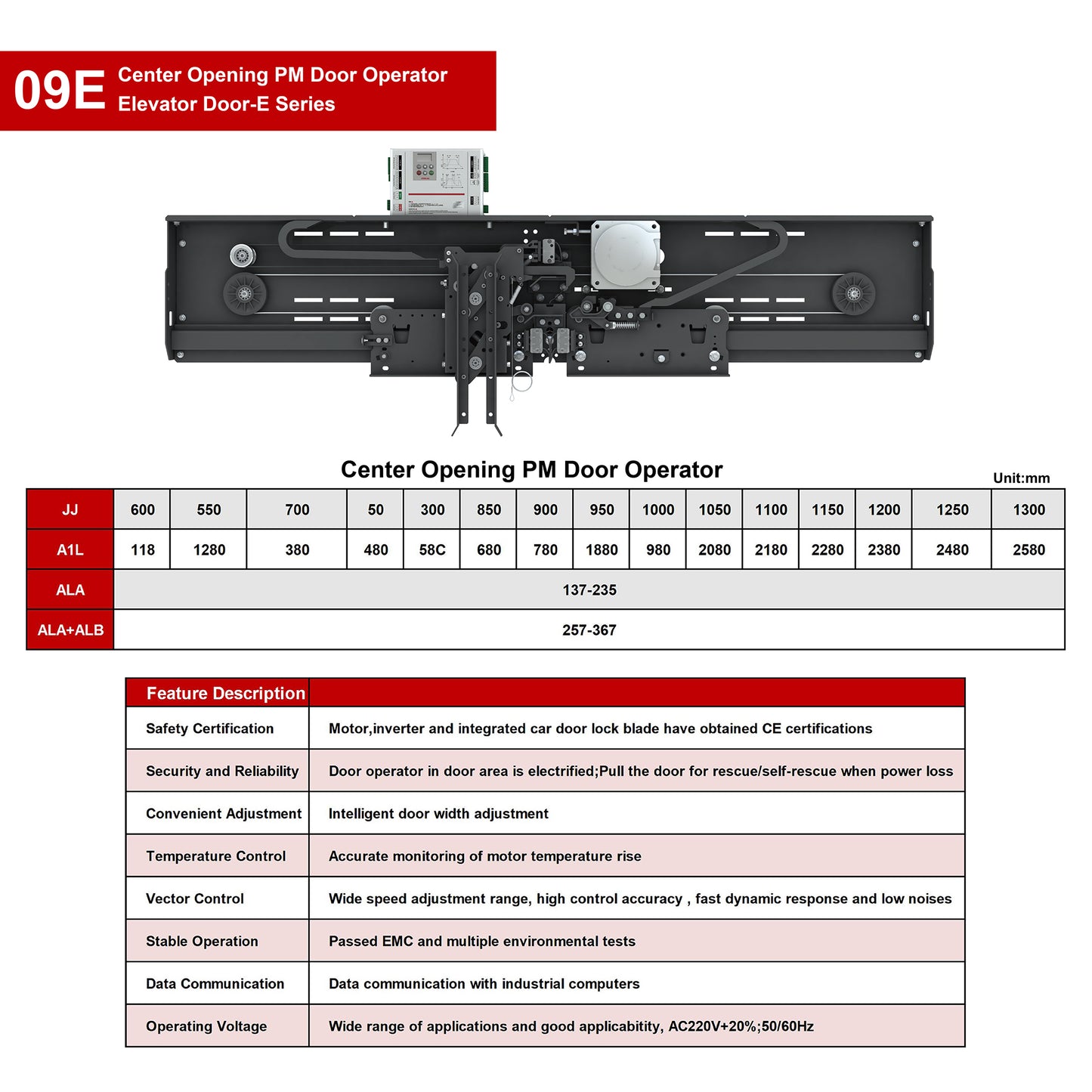Center Opening PM Door Operator 09E