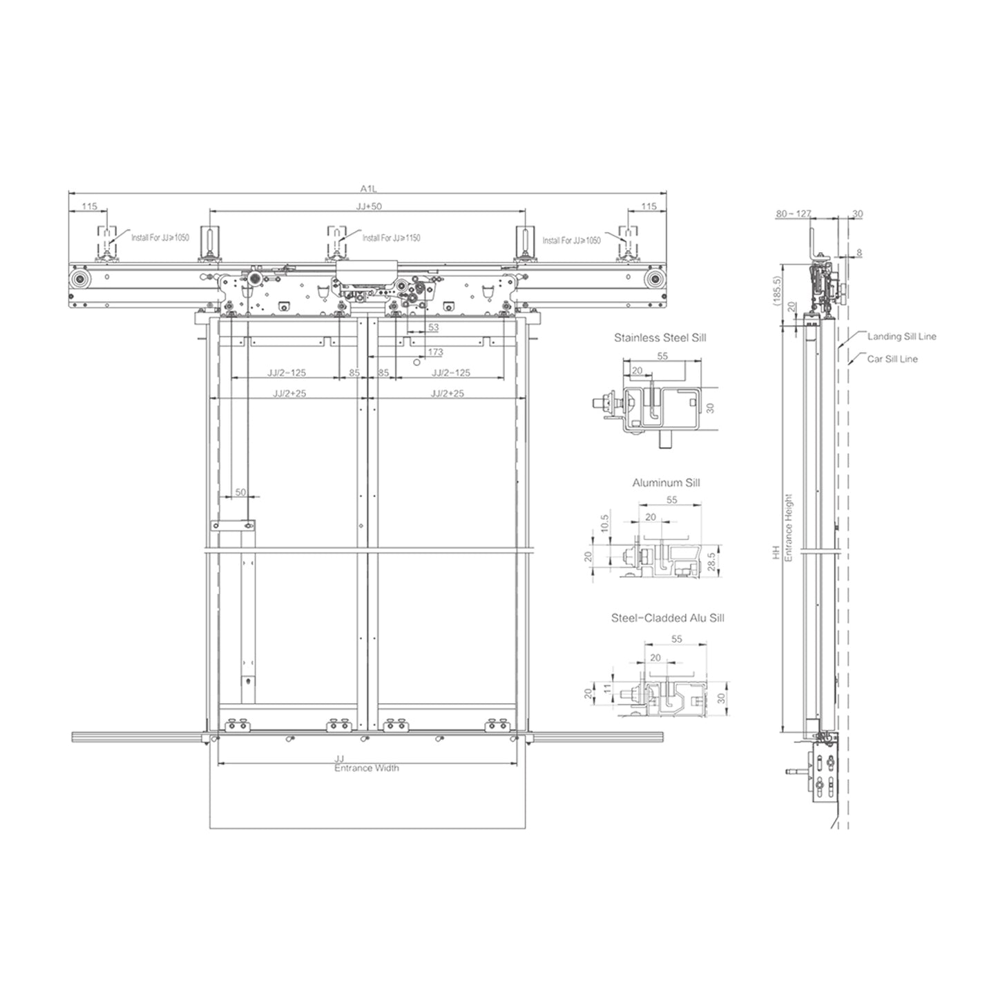 Center Opening Landing Door Device 05E