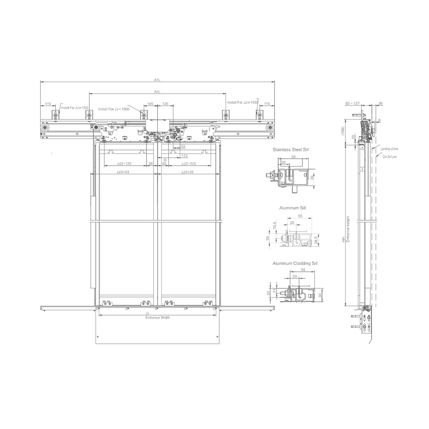 Center Opening Landing Door Device 05S
