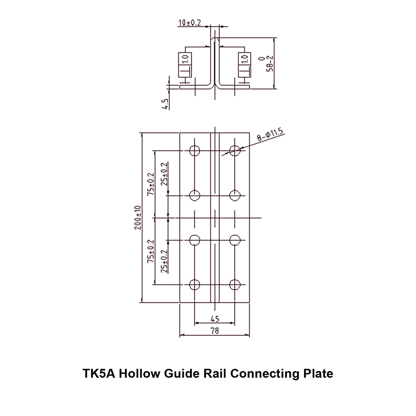 Hollow Guide Rail Connecting Plate