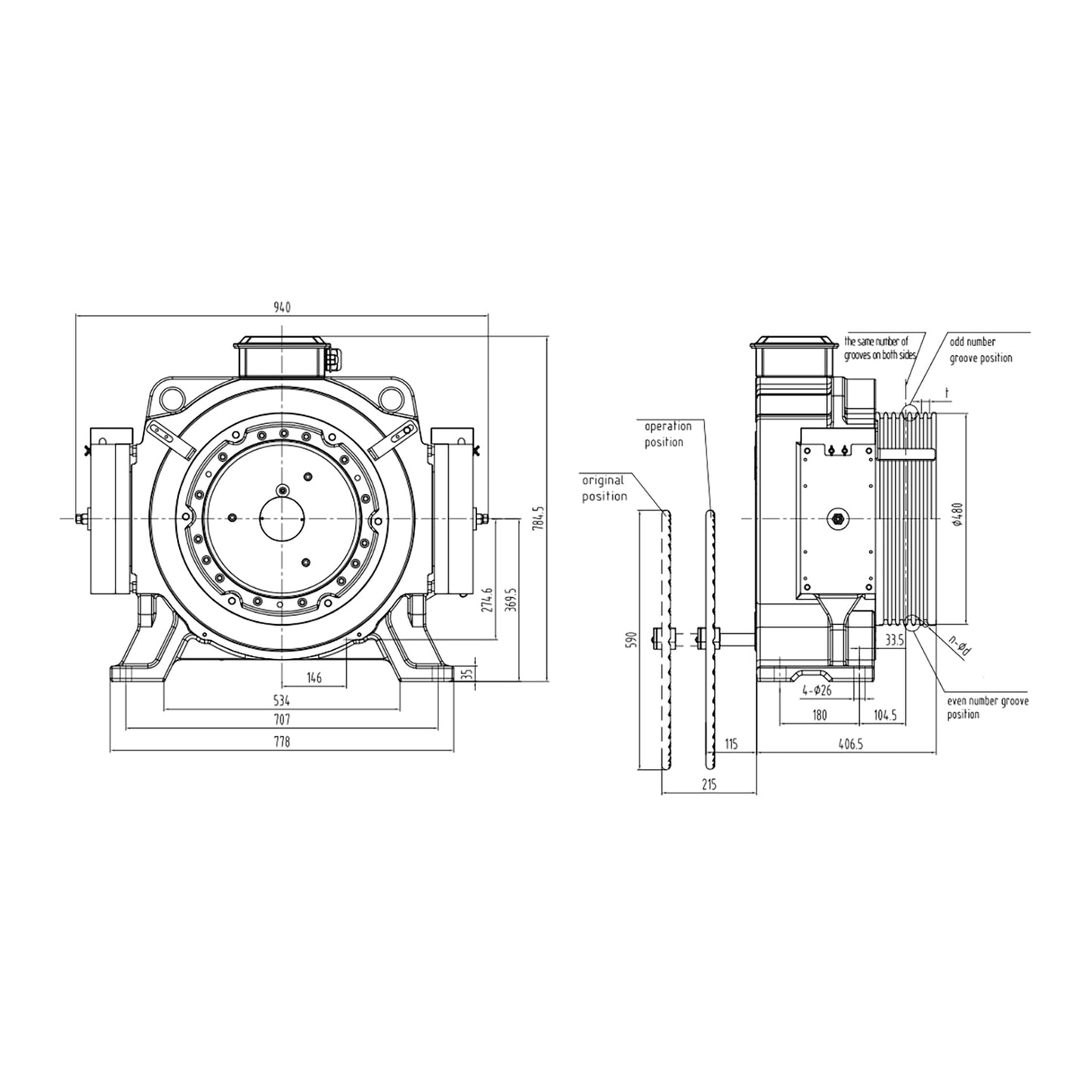 Elevator Traction Machines WJC-E(480mm SHEAVE) Series