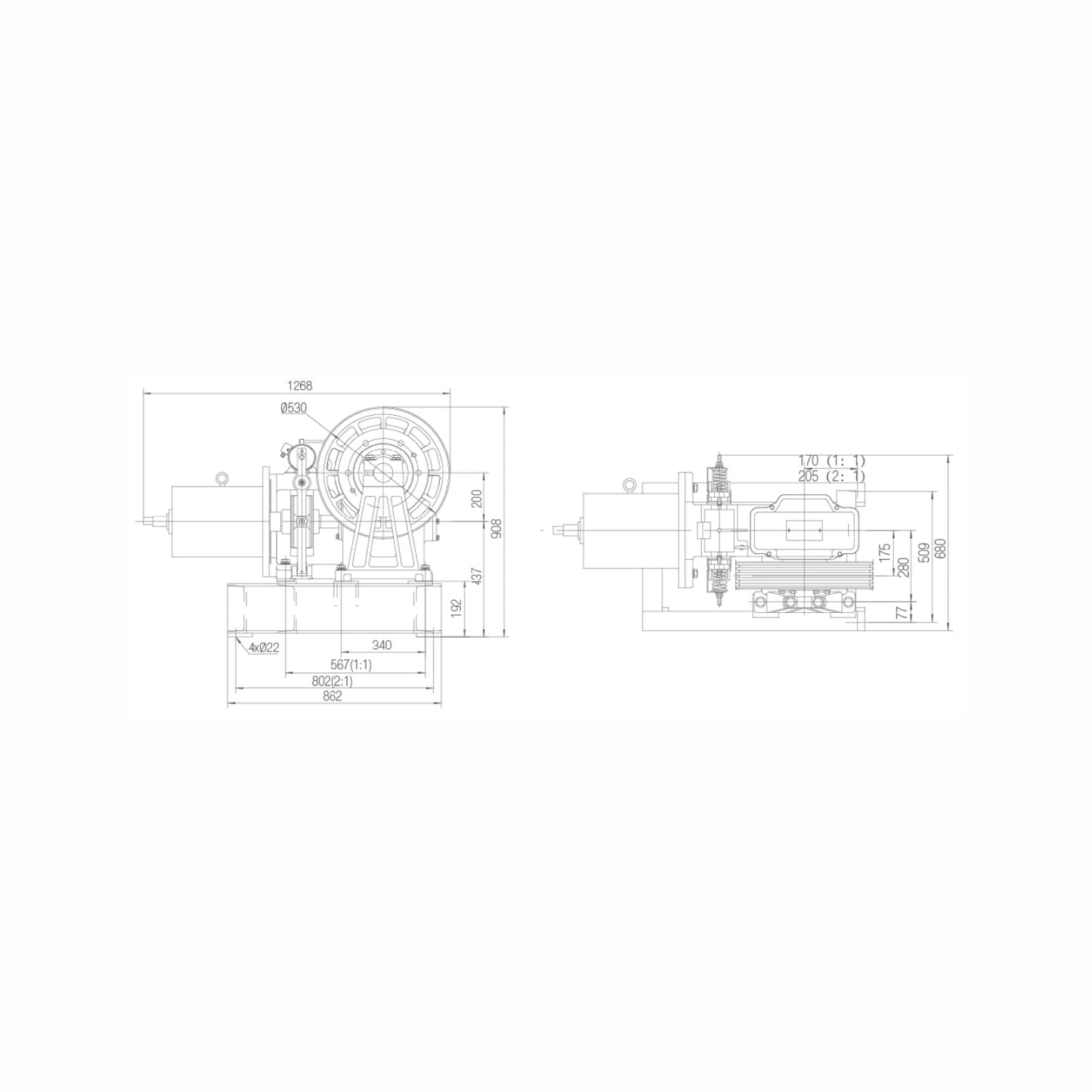 YJ200A Geard traction machine