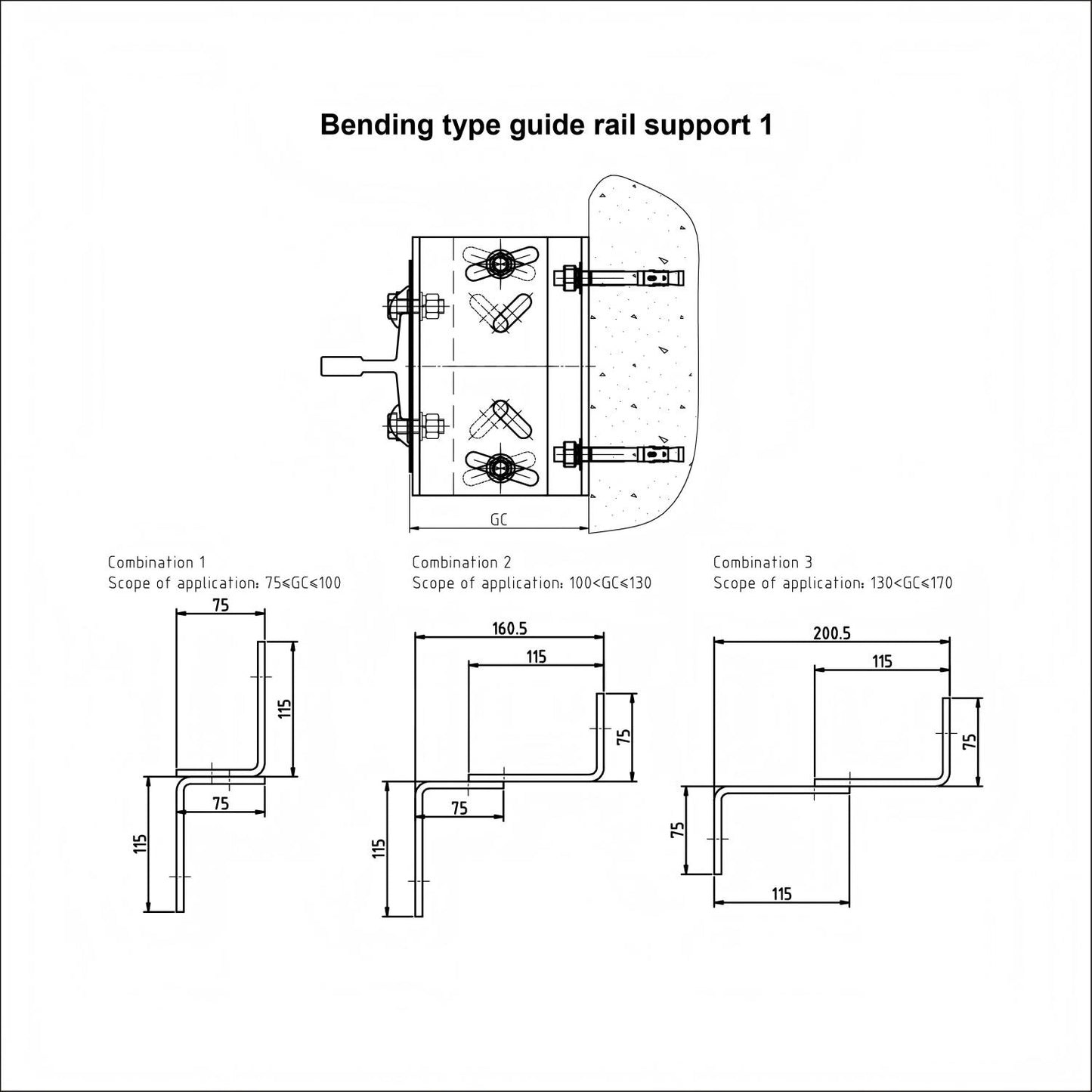 Bending- Type Rail Bracket support 1